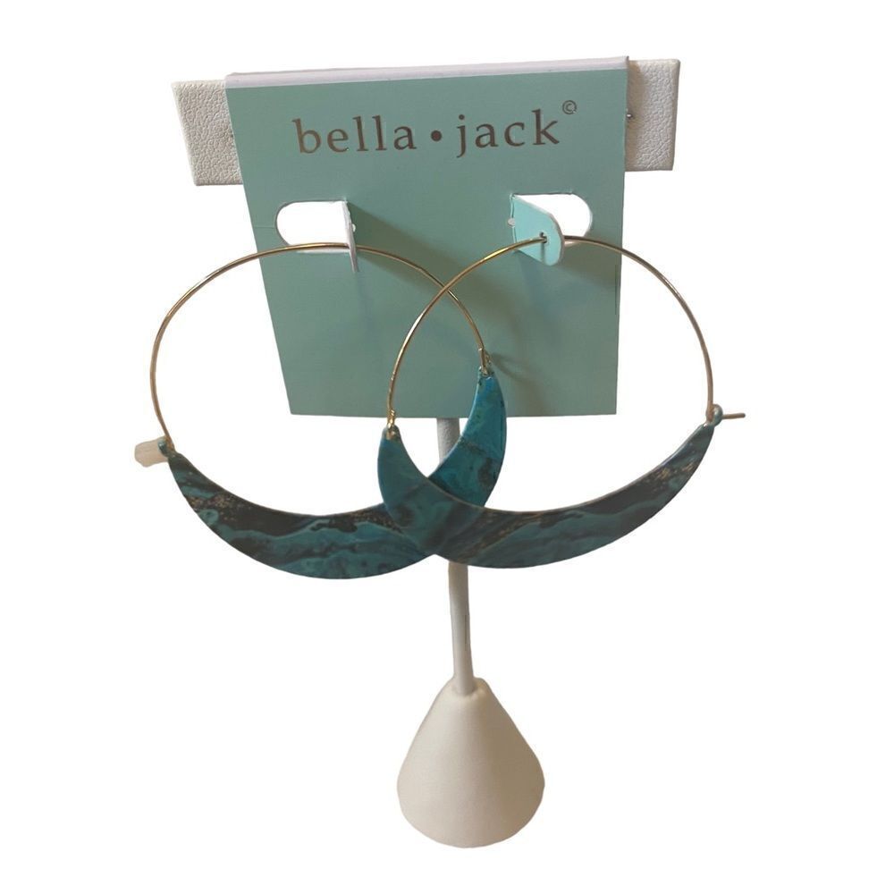 bella•Jack Thin Gold Wire Lightweight Crescent Moon Shaped Hoop Earrings.
